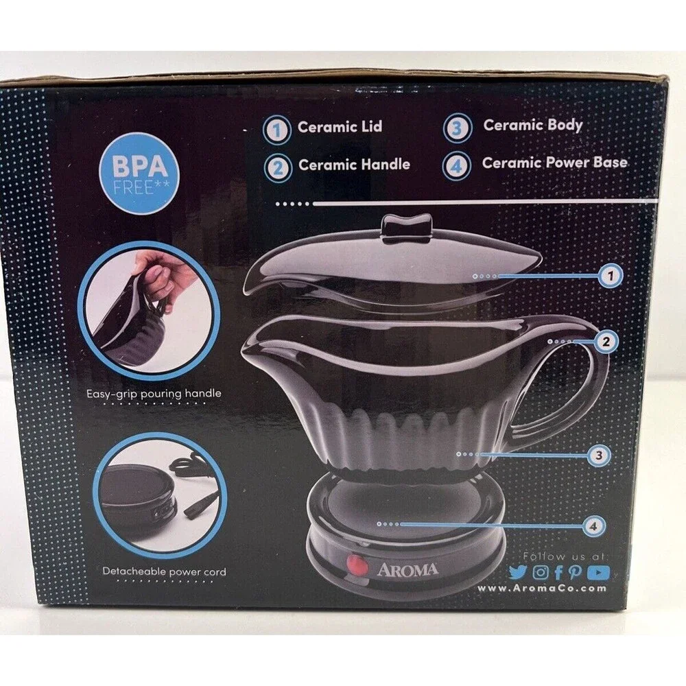 Aroma Gravy Warmer - 14 oz Capacity, Color-Black, Electric - NIB
